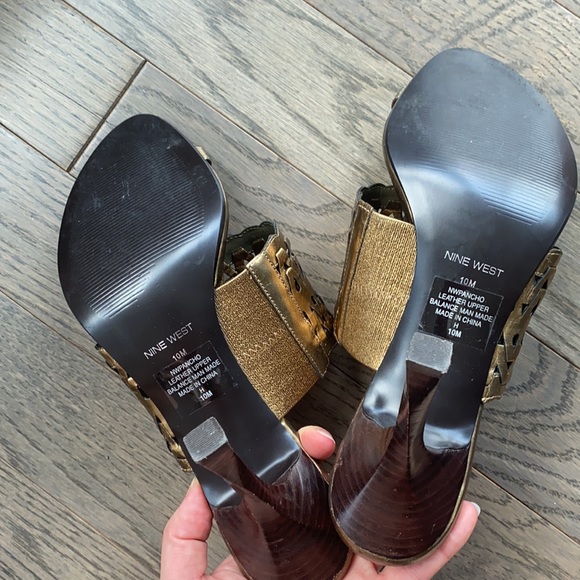 Nine West Gold/Bronze Heel Slide Sandal - Picture 7 of 9